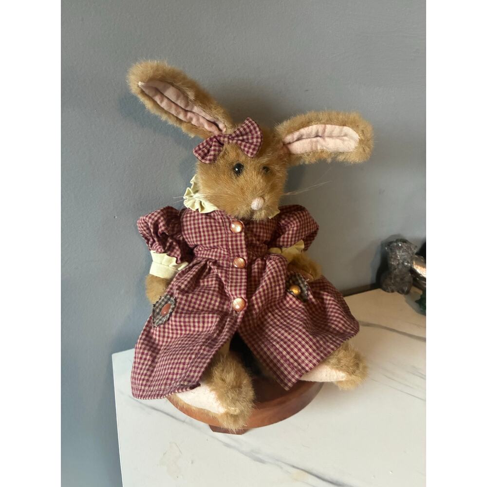 Vintage Boyds Collection Bunny 1985 1995 Plaid Dress Adorable Cottagecore Decor